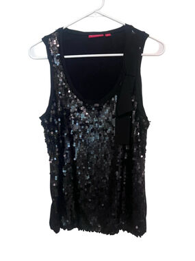 New York & Company Sequin Top Women's Medium Black Party Glam Sleeveless Tank